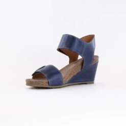 Taos Carousel 3 Wedge Sandal (Women's) - Dark Blue Leather -Chiappetta Shoes MG 5907